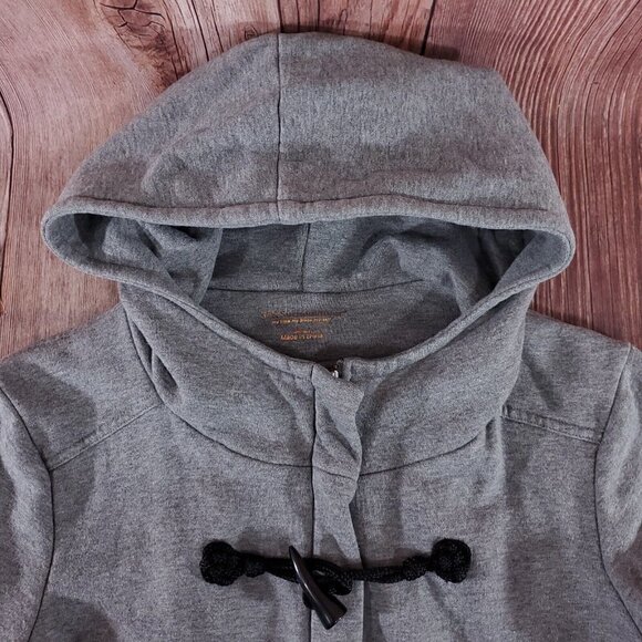 Soft Surroundings Womens Small Gray Hooded Toggle Coat Full Zip Cotton Fleece - Picture 8 of 16